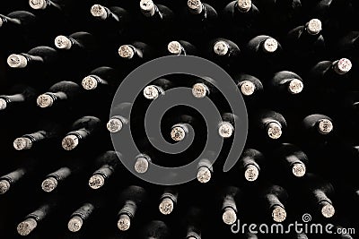 Stacked up wine bottles