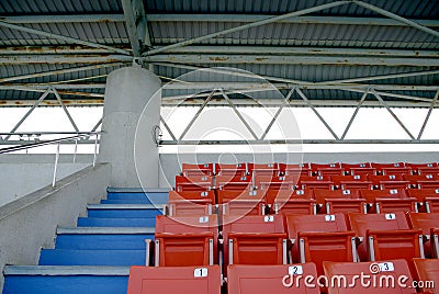 Stadium seats at outdoor swimming pool