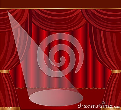Stage with red curtains