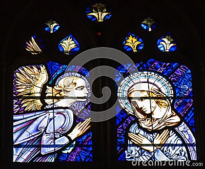 Stained glass church window at Palencia cathedra