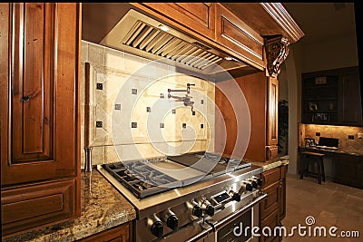 Stainless kitchen oven range and hood