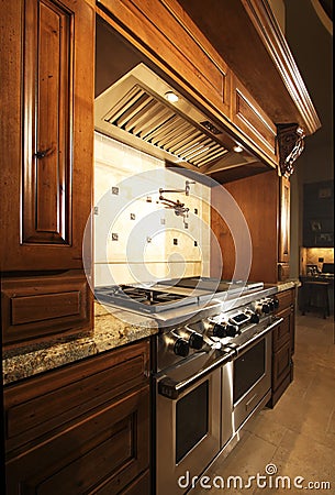 Stainless kitchen oven range and hood