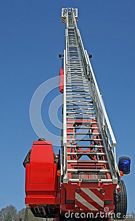 Stair riser and blue truck Siren of firefighters during an emerg