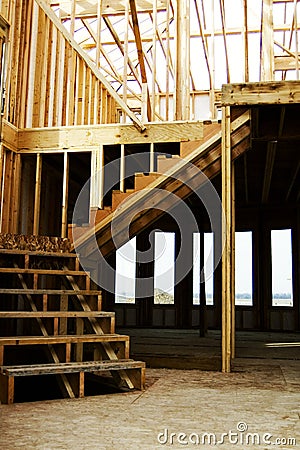 Stairs Wood Framed Home Construction