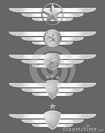 Star shield and wings emblems