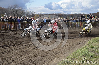 Start motocross, a group of motorbike racing