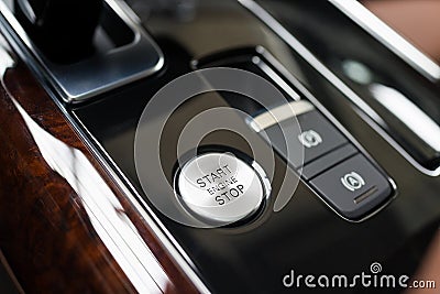 Engine Start Stop Button Of A Car Stock Image