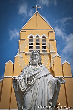 Statue of Jesus Christ and Church