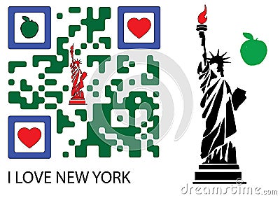 Statue of liberty and I love new york QR code