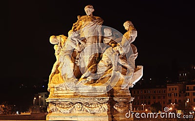 Statue at night in Rome