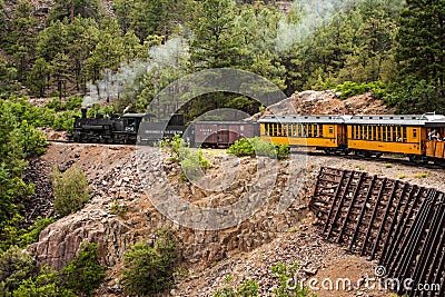 Steam Engine Train in Mountains