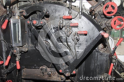 Steam locomotive cabin detail