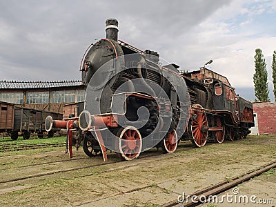 Steam locomotive in cross section.