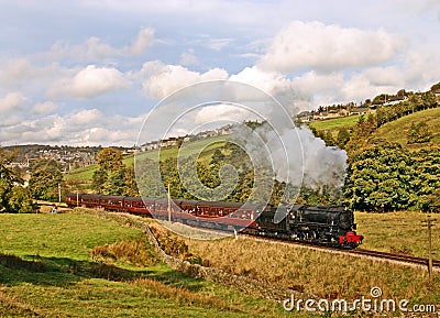 Steam train in countryside