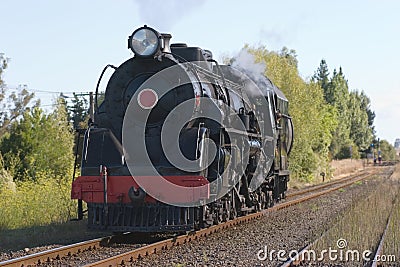 Steam train on railway line