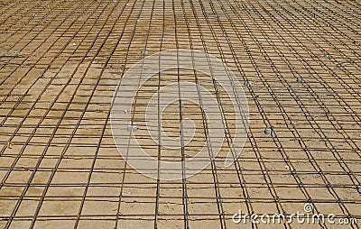 Steel bars mesh reinforcement before pouring concrete