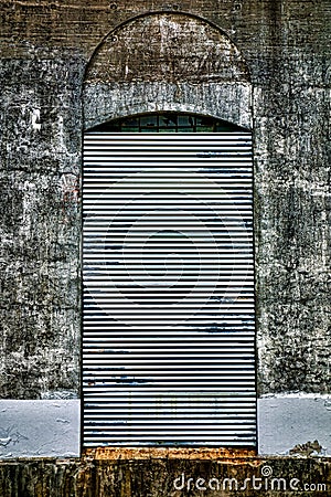 Steel Curtain Security Door on Abandoned Factory