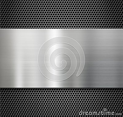 Steel metal plate over comb grate background