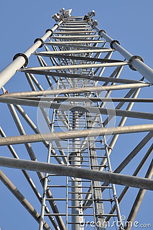 Steel telecommunication tower with antennas