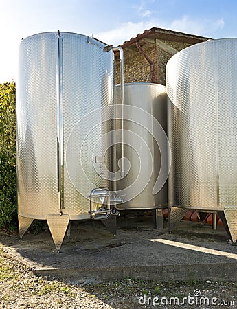 Steel vats for wine-making