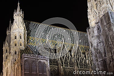 Stephansdom in Vienna by night