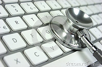 Stethoscope. Computer keyboard