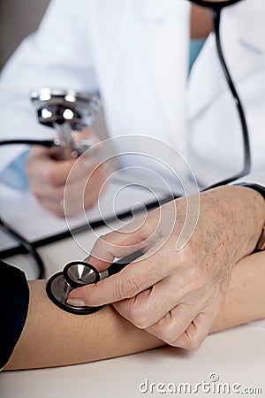 Stethoscope examination closeup