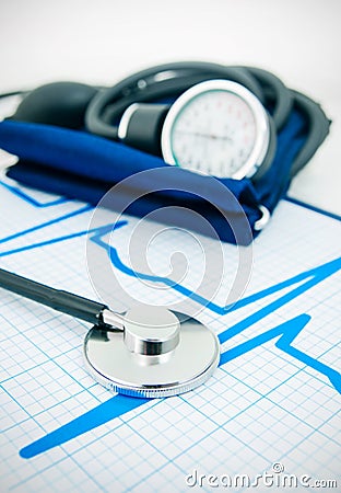 Stethoscope on medical background
