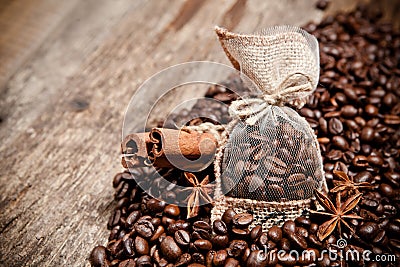 Still life of coffee beans