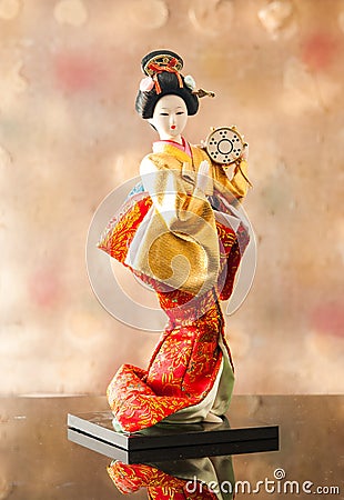 Still life Cute japanese geisha doll