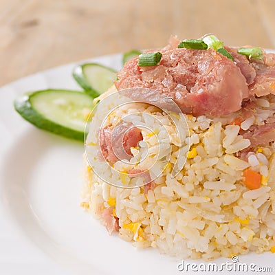 Stir-fried rice with shredded and salted pork