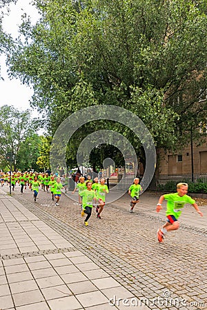 STOCKHOLM - AUG, 17: Competing children in one of many groups fo