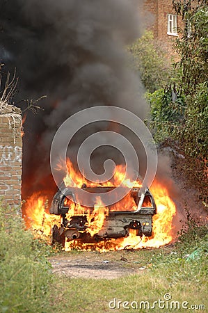 Stolen car on fire