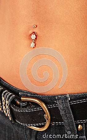 Stomach with piercing