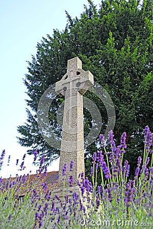 Stone cross memorial grave