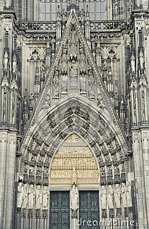 Stone door in cologne Cathedral ,germany.