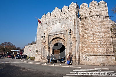 Stone fortress gates and crossroad