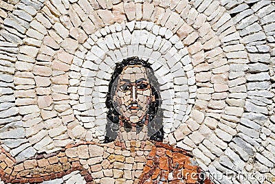 A stone mosaic of Jesus Christ resurrection