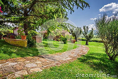 Stone road to the country house, Tuscany