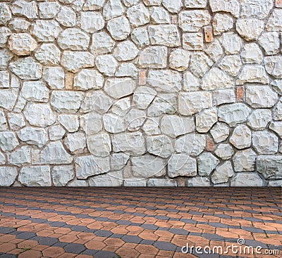 Stone wall on Cement brick floor interior modern style