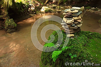 Stones on a rock by the river