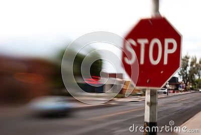 Stop Sign Blurred Traffic