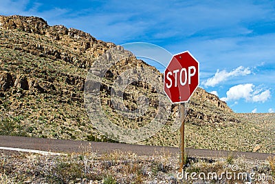 Stop sign in desert