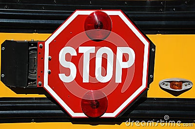 Stop sign on a school bus