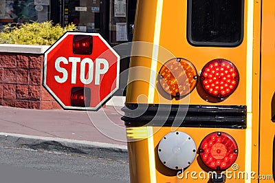 Stop sign on a scool bus
