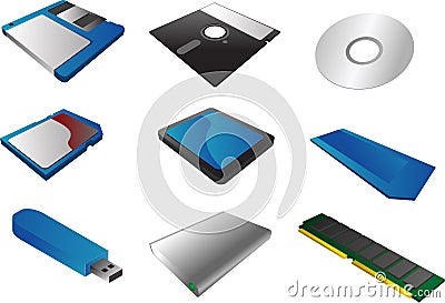 Storage media, vector illustrations, 3d isometric style: 3 1/2 floppy 