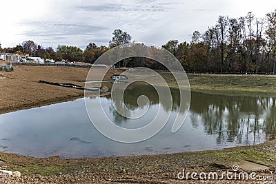 Storm water drainage pond on construction site