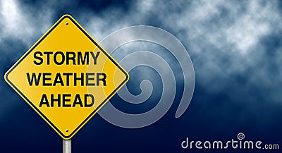 Stormy Weather Ahead Road Sign