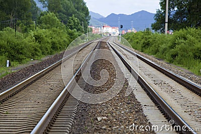 Straight railroad tracks