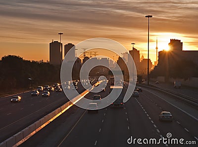 Stream of cars traveling on a busy highway